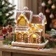 image 9 of HOMCOM Lighted and Musical Christmas Candy House with Gingerbread Man Brown