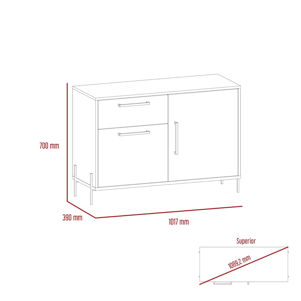 image 1 of Harvard, Small Sideboard With 2 Doors & 1 Drawer Brown