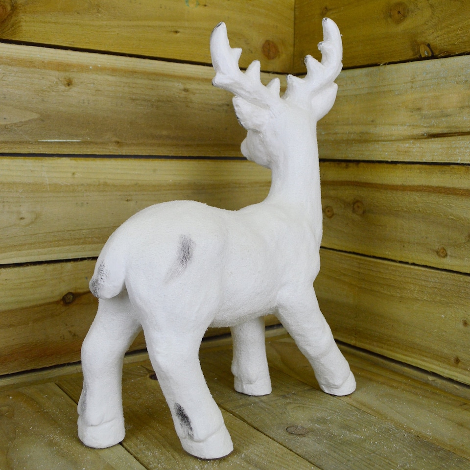 image 1 of 52cm Snow Effect Standing Pot Reindeer Christmas Ornament