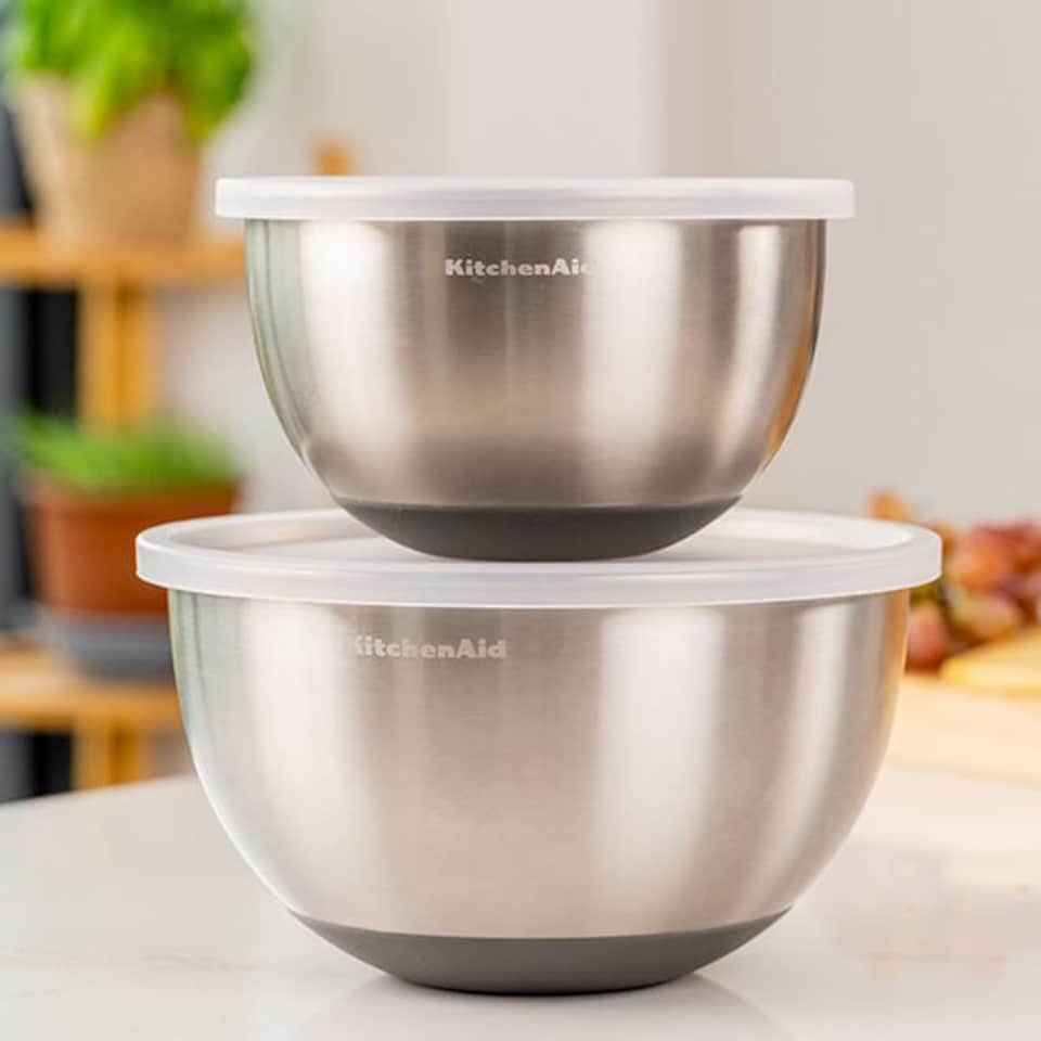 image 1 of KitchenAid Set of 2 Stainless Steel Mixing Bowls