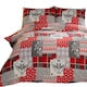 image 1 of Alpine Patchwork Flannelette Duvet Cover Set with Pillowcase Red | Super King