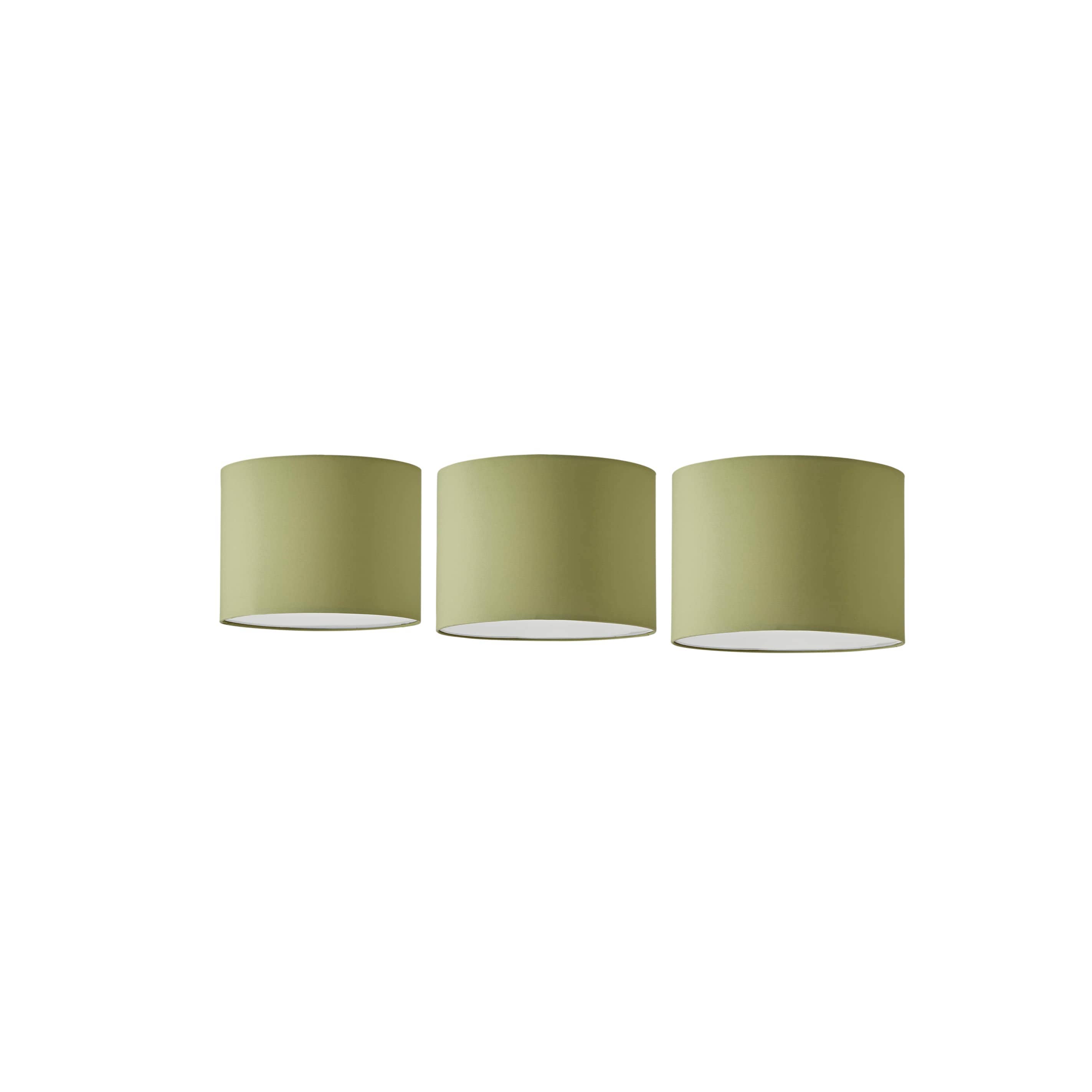 ValueLights Torbery Set of 3 Nesting Easy Fit Ceiling Light Lamp Shades with Bulbs in Olive