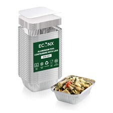 ECONX No.1 Aluminium Foil Food Container With Lids Takeaway Food Storage Boxes Pack of 100