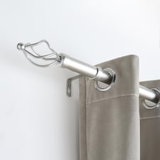 OHS Curtain Pole Extendable 28mm Metal Finnials Twist End Rod Fittings | Silver