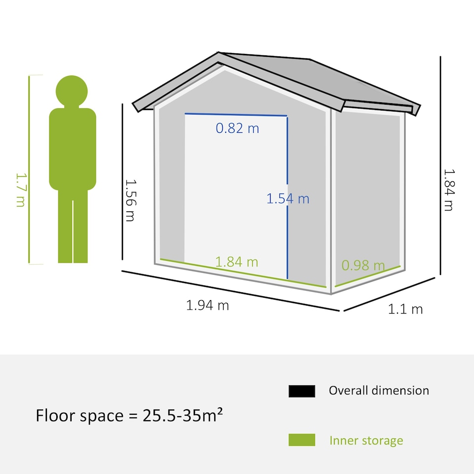 image 1 of Outsunny 6.5x3.5ft Metal Garden Shed for Garden and Outdoor Storage, Dark Grey