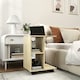 image 2 of HOMCOM C-Shape End Table Storage Unit w/ 2 Shelves 4 Wheels Black Yellow