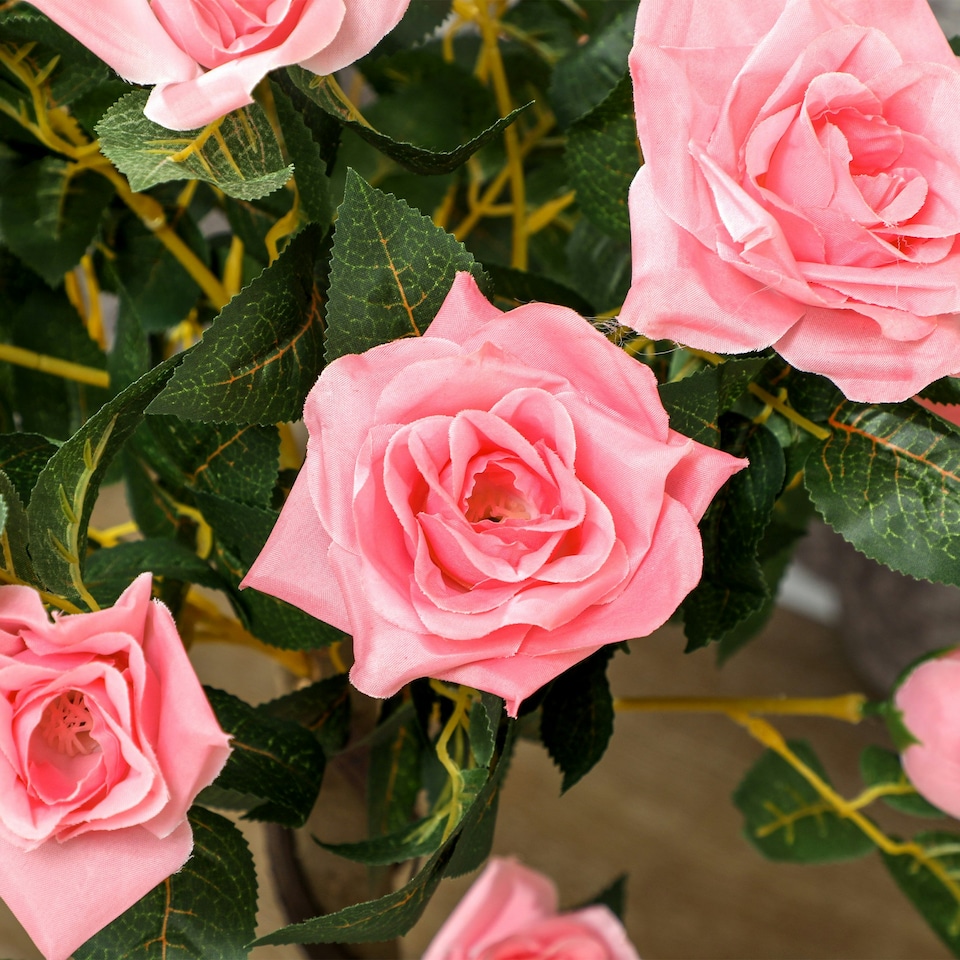 image 1 of Outsunny Set of 2 90cm Artificial Rose Tree, Fake Decorative Plant, Pink