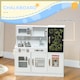 image 3 of AIYAPLAY Play Kitchen, Pretend Toy Kitchen with Toy Phone, Chalkboard, White | White | White