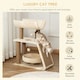 image 2 of PawHut Cat Tree Kitten Tower with Scratching Post Bed Perch Toy, Light Brown