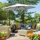 image 2 of Outsunny 3(m) Garden Banana Parasol Cantilever Umbrella, Cream White