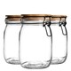 image 1 of Argon Tableware Wooden Clip Lid Storage Jars - 1 Litre - Clear Seal - Pack of 3