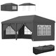 image 6 of Outsunny 3 x 6m Pop Up Gazebo Height Adjustable Party Tent w/ Storage Bag Grey