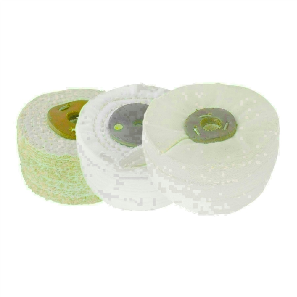 image 1 of Coarse Medium Final G Polishing Buffing Mops Sisal Floppy 4" x 2" 4 Section 3pc