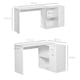 image 7 of HOMCOM Computer Desk Rotating Dining Table W/ Storage Shelf White