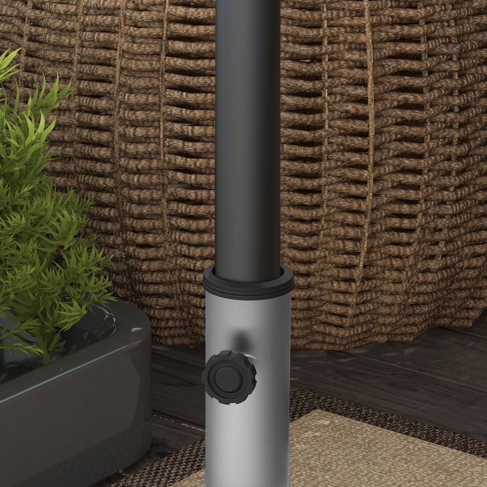 image 1 of Outsunny 28kg Heavy Duty Granite Parasol Base with Wheels, Retractable Handle | Grey | Grey