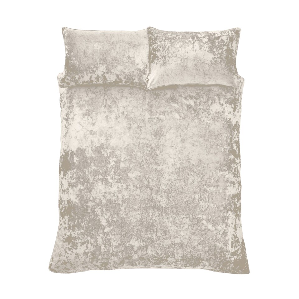 image 1 of Crushed Velvet Duvet Cover Set | Cream | Natural | Super King