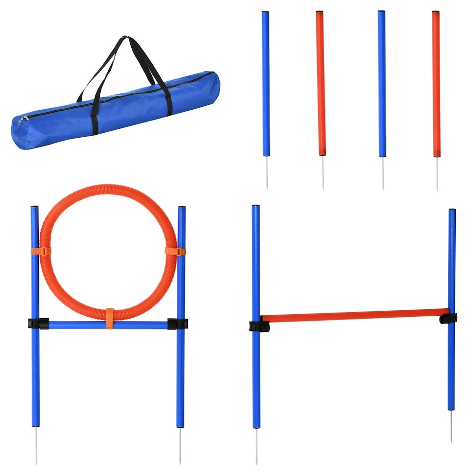 image 1 of PawHut Pet Agility Set Training Dogs Outward Outdoor Play Hurdle Jump Hoop Pole