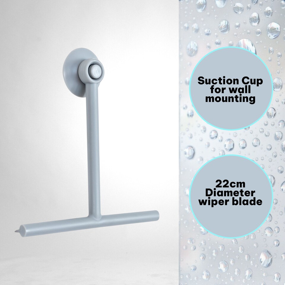 image 1 of Showerdrape Rocco Grey Bathroom Shower Squeegee | Grey | 1
