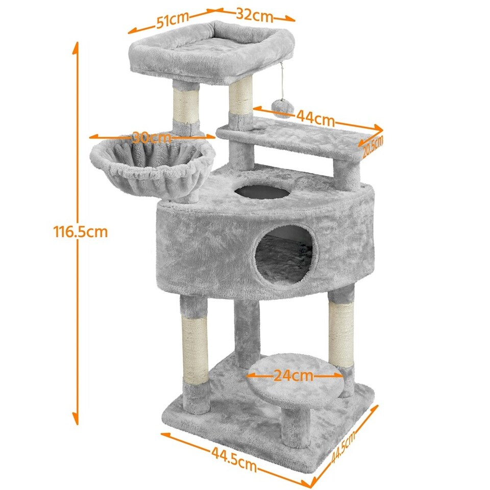 image 1 of Yaheetech 116.5 cm Multilevel Cat Tree with Condo Light Grey