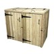 image 1 of Deluxe Double Bin Store - Timber - L90 x W140 x H120 cm - Garden Storage - Minimal Assembly Required Brown