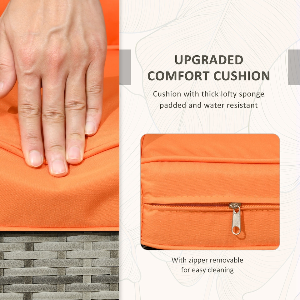 image 1 of Outsunny 3 Pieces Rattan Bistro Set, Wicker Garden Furniture Set with Storage Coffee Table and Chairs, Thickened Cushions for Outdoor, Patio, Balcony, Orange