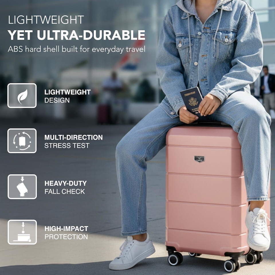 image 1 of Lugg Jetset Lightweight Hard Shell Suitcase ABS 4 Wheels TSA Lock (55x35x23cm)