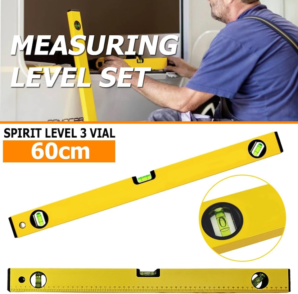 image 1 of Spirit Level, 3pcs High Accuracy Spirit Level Set Lightweight DIY Builder 400, 600, 1000mm, Aluminum Alloy Level Set