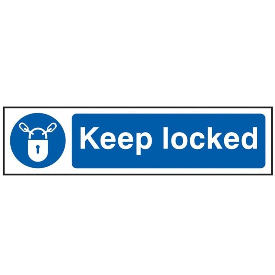 Scan Keep Locked - Pvc Sign 200 X 50mm - Multi Colour - 200 x 50mm