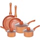 image 1 of Gr8 Home Copper 8 Pcs Carbon Steel Non Stick Cookware Set Frying Pan Saucepan With Lids