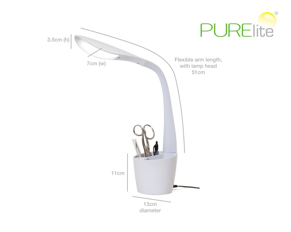 image 1 of PURElite Natural Daylight Hobby Lamp - Table & Desk Lamp, Flexible LED Light with 4 Brightness Settings for Reading & Crafts
