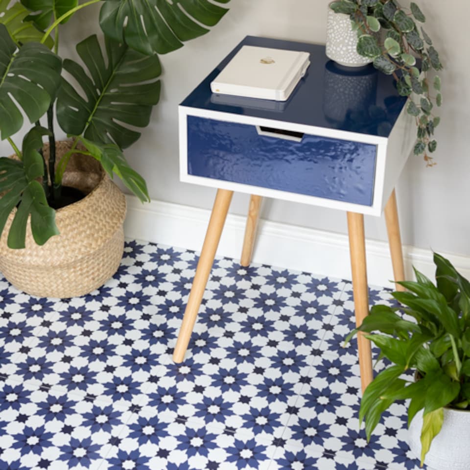 image 1 of Floor Pops Zellige 30.48 x 30.48cm Self-adhesive Vinyl Floor Tiles Pack 30 | 2.79sqm