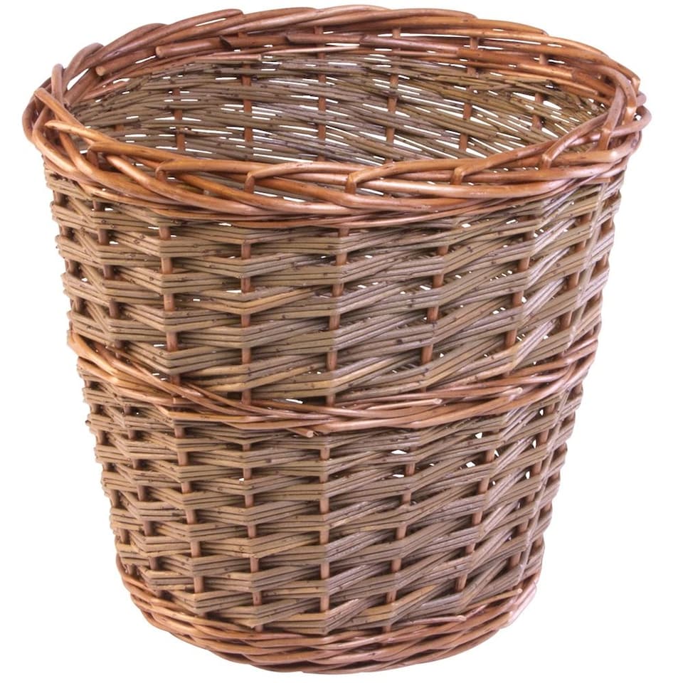 image 1 of Small Somerset Round Wicker Waste Paper Bin | Brown | Brown | S