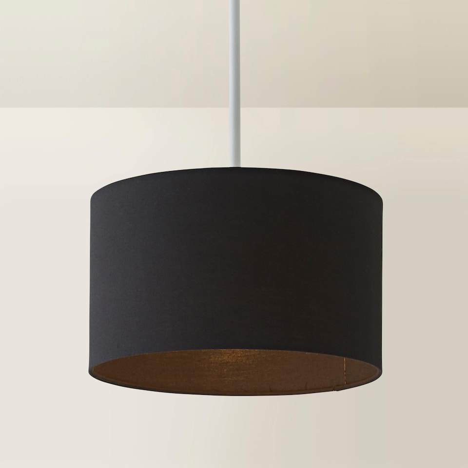 image 1 of ValueLights Reni Black Fabric Small Drum Shade | Black