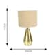 image 3 of ValueLights Jax Brass Dimmable Touch Table Lamp with Beige and Metallic Gold Shade & Bulb