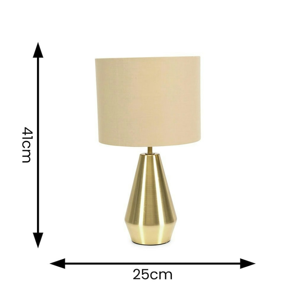 image 1 of ValueLights Jax Brass Dimmable Touch Table Lamp with Beige and Metallic Gold Shade & Bulb