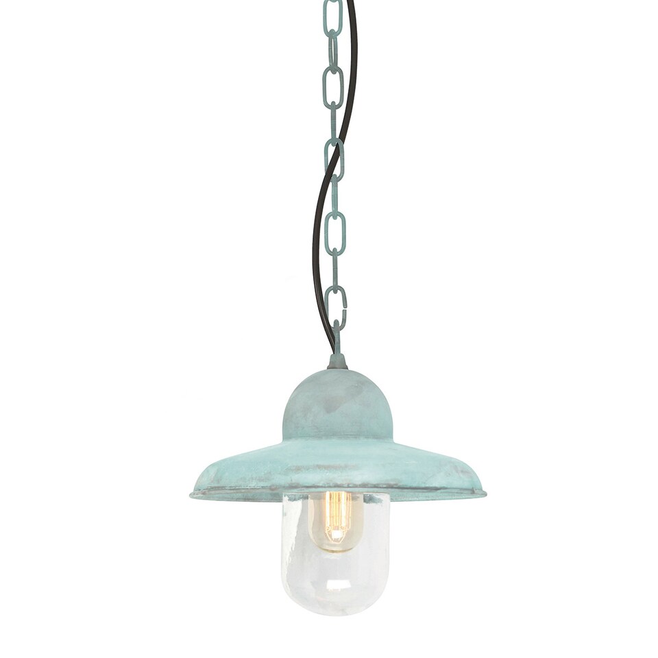 Somerton 1 Light Outdoor Ceiling Chain Lantern Verdigris IP44, E27