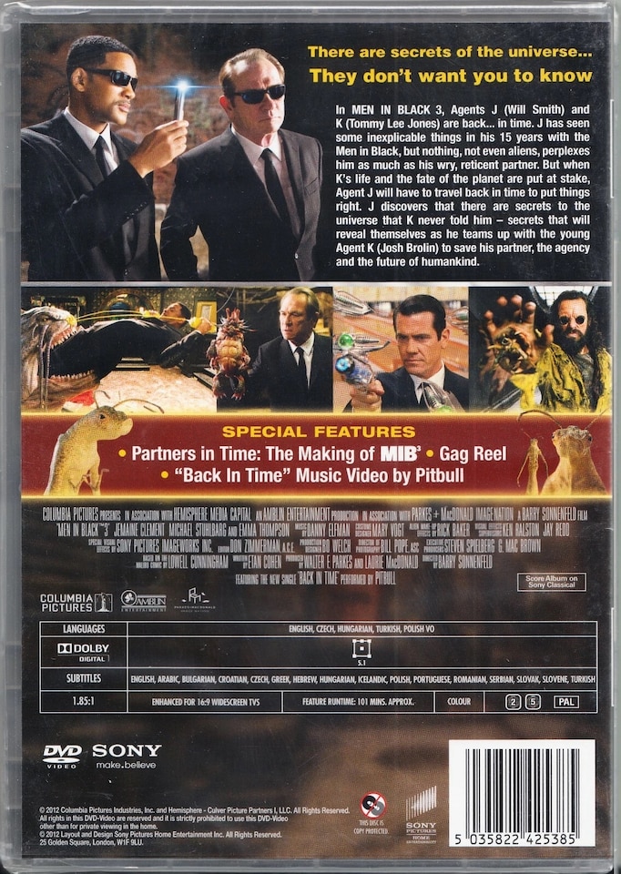 image 1 of Men In Black 3 (NO Rating Cert. on box) DVD