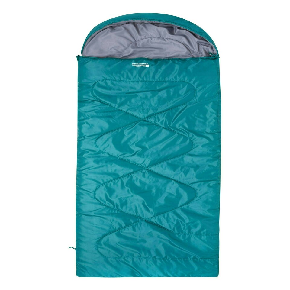 image 1 of Mountain Warehouse Summit 250 Square Sleeping Bag Insulated Two Way Zip Camp Bed Left Handed Zip - Long Length (215cm) Blue