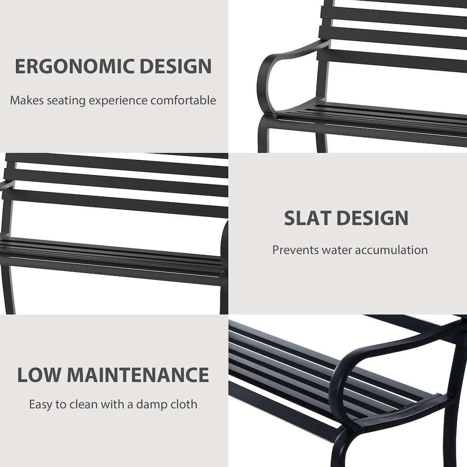 image 1 of Outsunny 2 Seater Bench Garden Furniture Outdoor Loveseat Seat