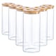 image 1 of Argon Tableware Glass Storage Jars - Carved Wood Lid - 1.5 Litre - Modern Round Scandi Organisation Container Glass Jar - Set of 6