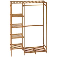 HOMCOM Bamboo Clothes Rail Garment Rack with 6 Tier Storage Shelf