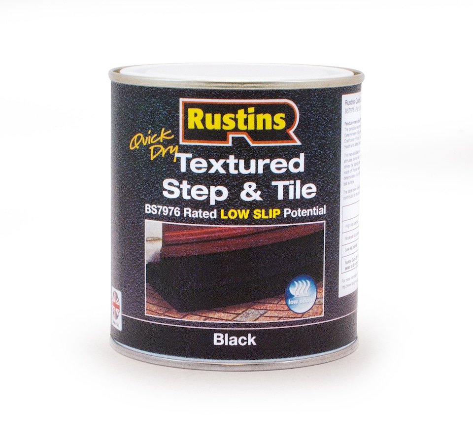 image 1 of Rustins Quick Dry Step and Tile Paint Black Textured 500ml | Black | 1