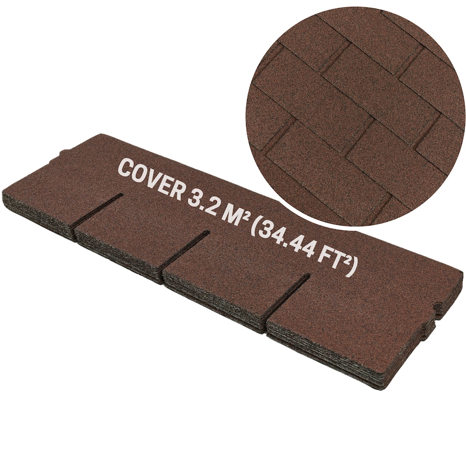 image 1 of Bitumen Roof Felt Shingles (3.2 sqm), Asphalt Roof Shingles - Weather Resistant Roofing Tiles 20 pcs