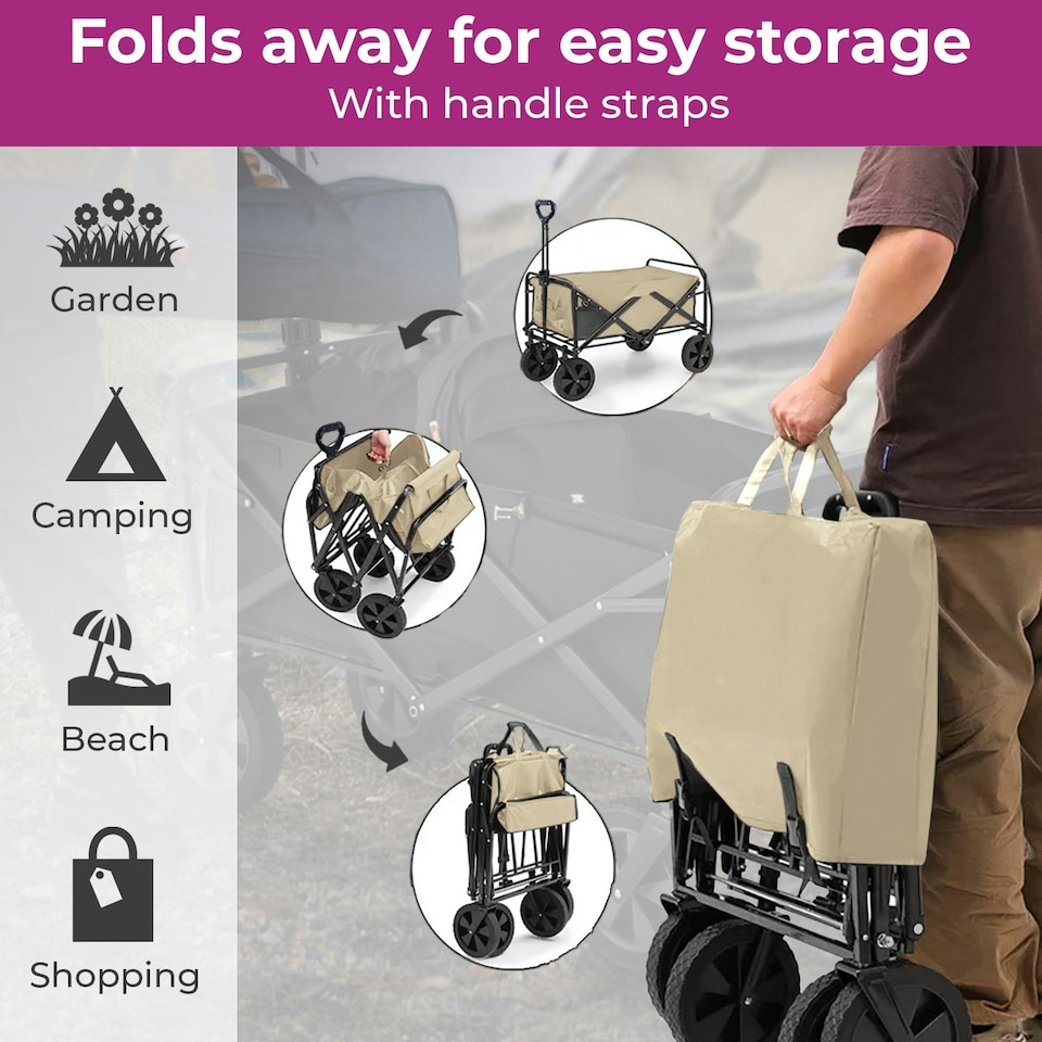 image 1 of Neo Foldable Collapsible Garden Festival Cart - Natural