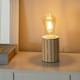 image 1 of ValueLights Small Ceramic Bedside Table Lamp White & Yellow Candy Stripe