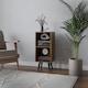 image 2 of 2-Tier Cube Display Cabinet with Scandinavian Legs | Brown | Rustic Brown & Black | 1