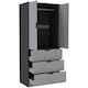 image 1 of 2 Door 3 Drawer Wardrobe with Hanging Rail - Modern Bedroom Storage Furniture | Black | Black with Grey Doors | 1