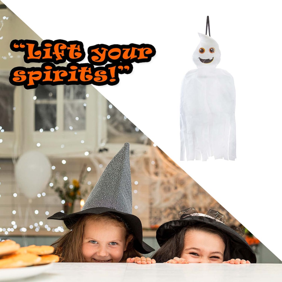 image 1 of PMS Hanging Ghost Halloween Decoration - 90 x 39.5 cm, White