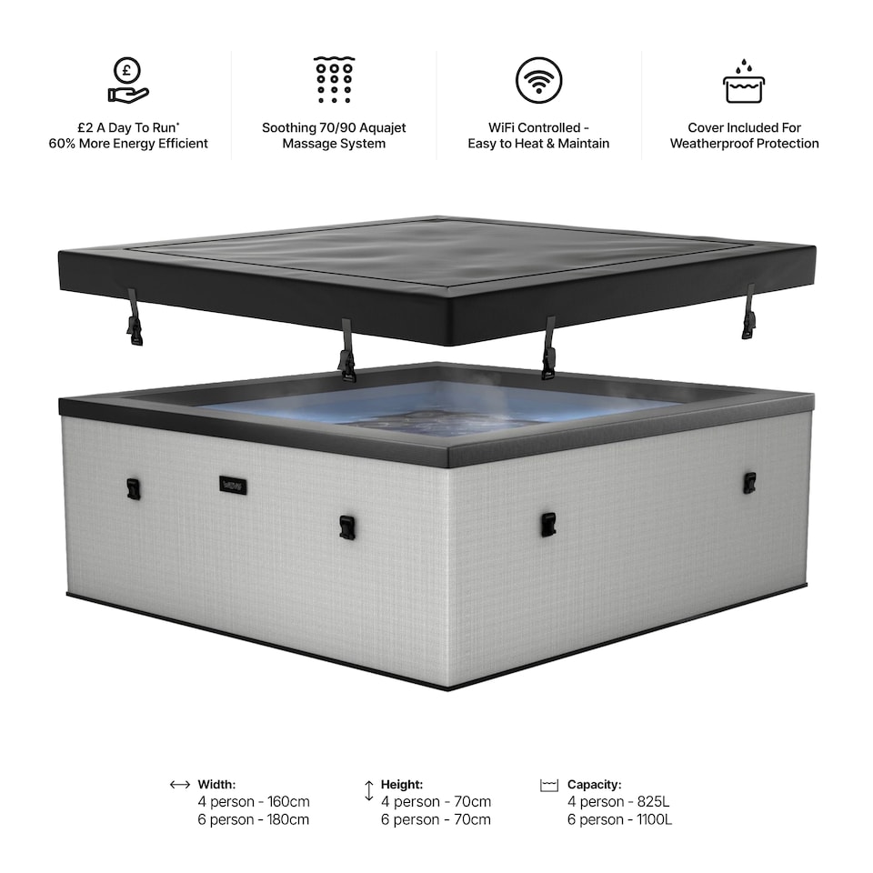 image 1 of Wave Garda 4 Person Eco Foam Hot Tub, Graphite Grey