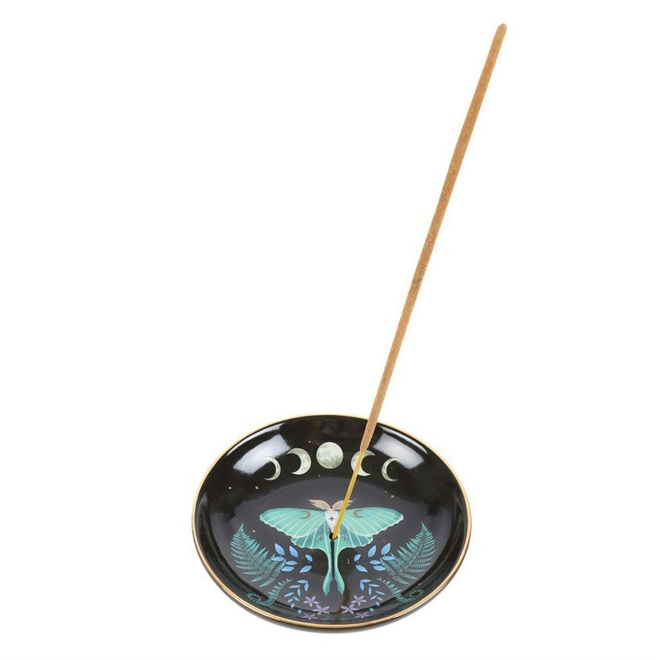 image 1 of Something Different Ceramic Luna Moth Incense Holder - Black/Green - One Size